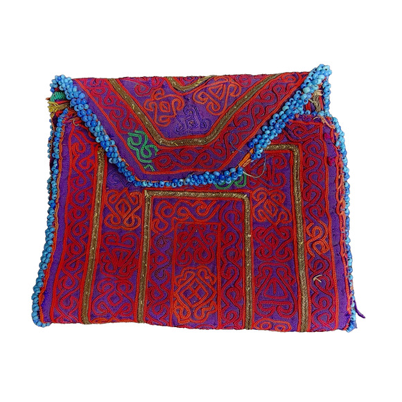 Kuchi Embroidered Pouch Wallet Central Asian Handmade Beaded Floral Accent - Picture 7 of 7